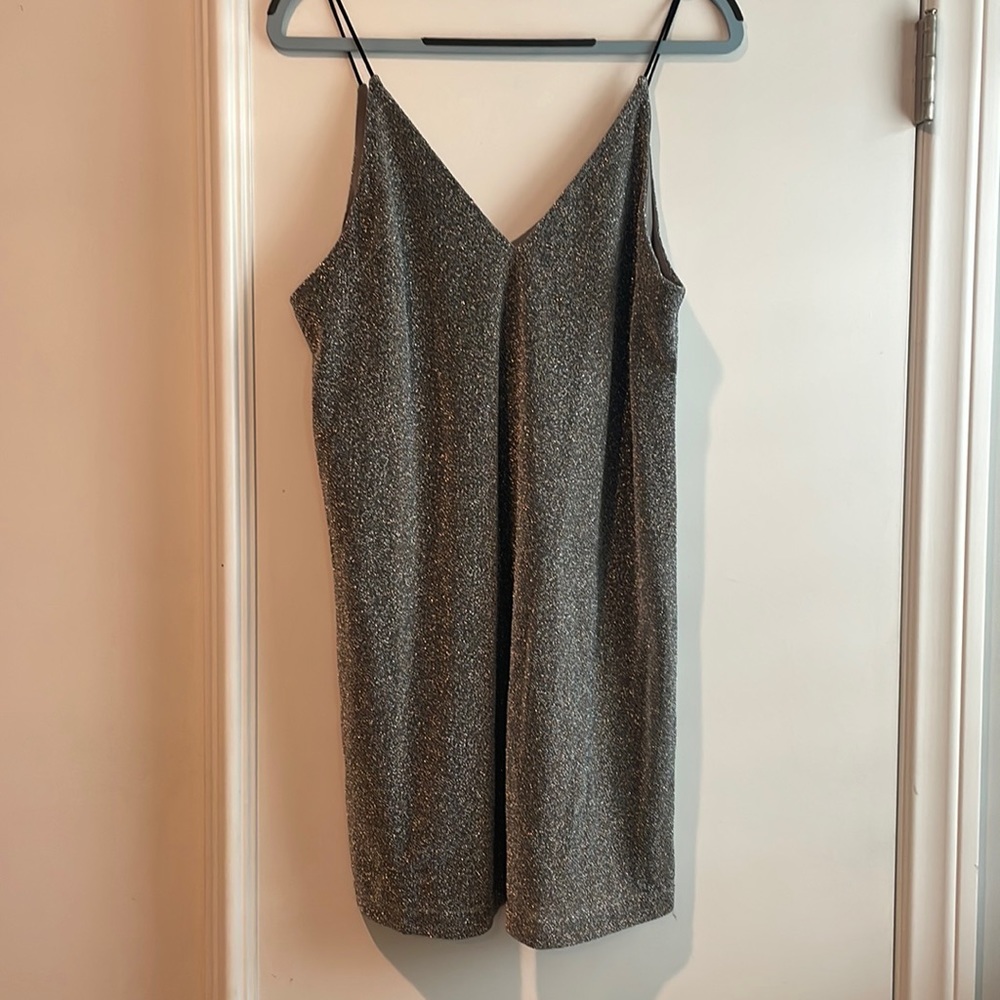 White Eyelash Dress in Silver- Size Small